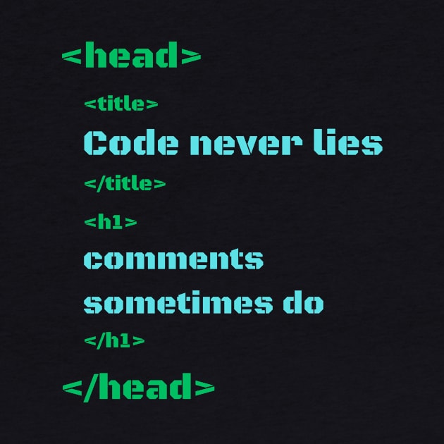 Code never lies, comments sometimes do by JB's Design Store